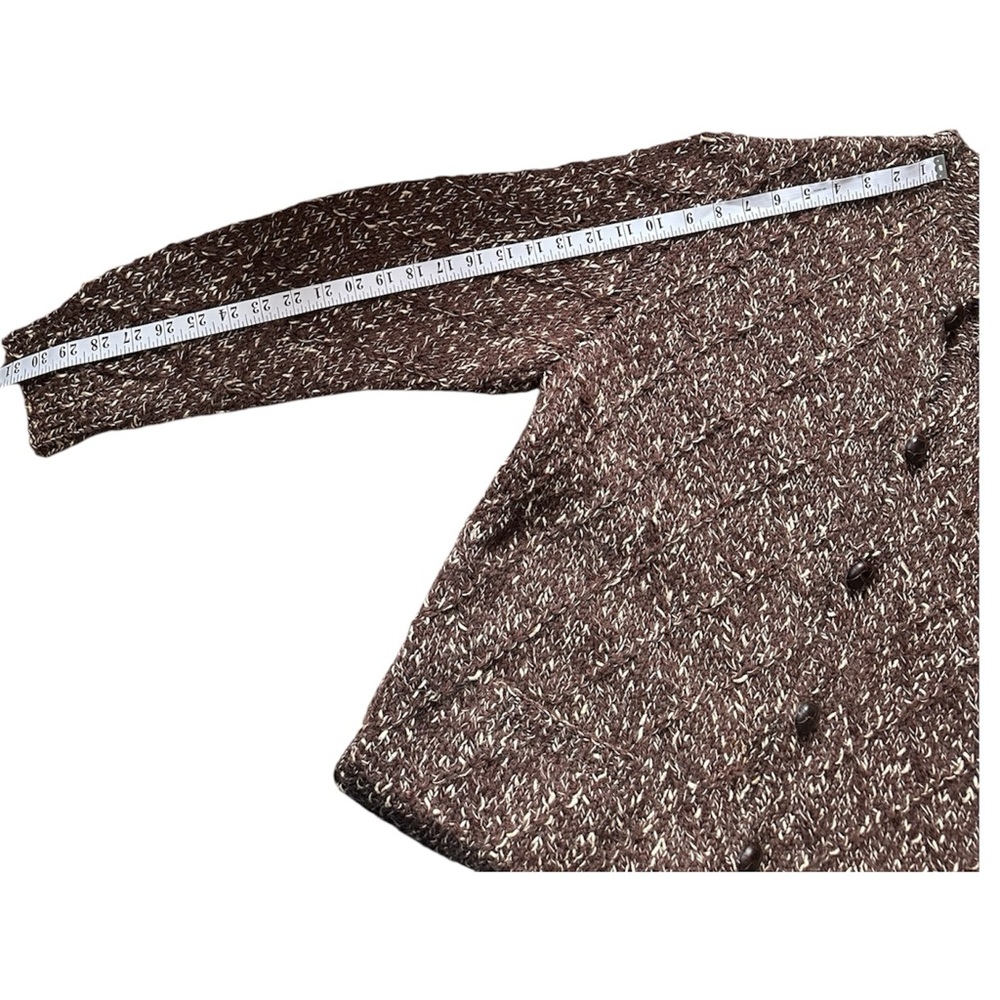 Hand Knit Textured Argyle Wool Buttoned Cardigan - Picture 6 of 10